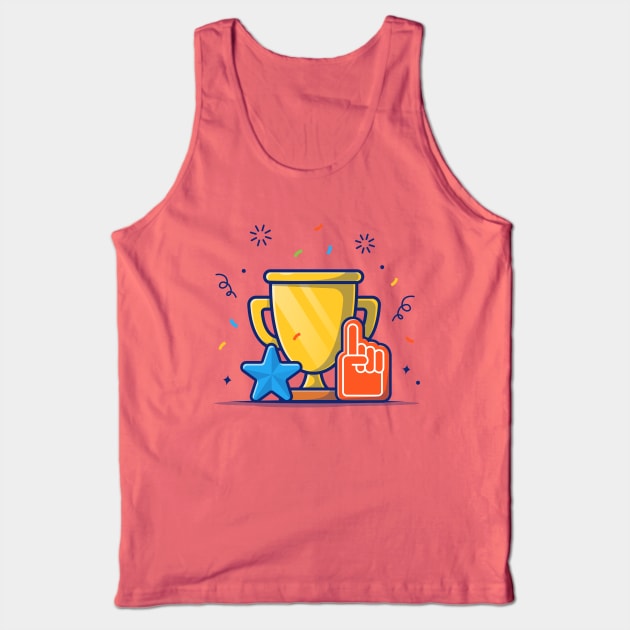 Gold Trophy, Finger Pointing And Star With Confetti Cartoon Tank Top by Catalyst Labs